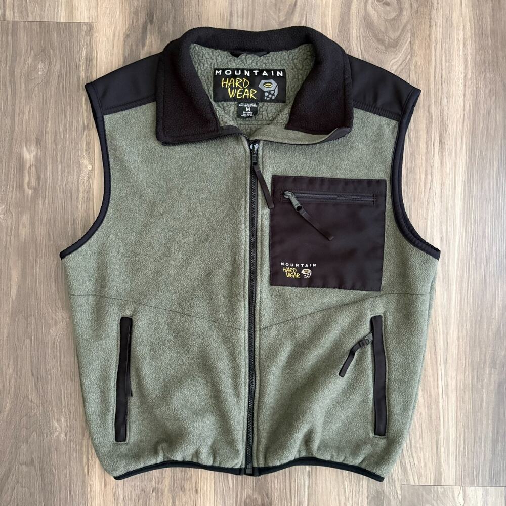 Vintage Mountain Hardwear Fleece Vest Men's Size M Green Polartec Zip Pockets